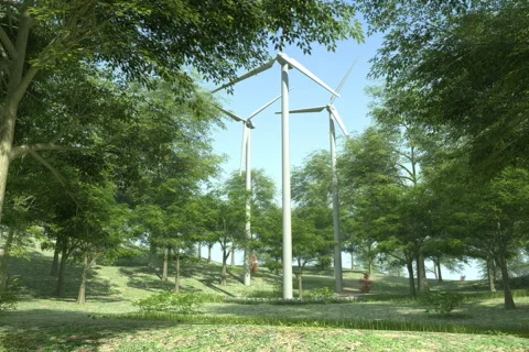 Wind Turbines in the Forest Stock Footage 801144