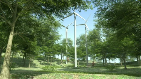 Wind Turbines in the Forest 스톡 동영상 801209