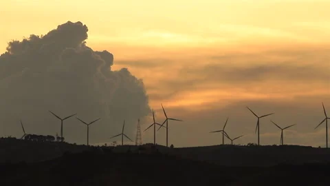 Wind turbines generate electricity Stock Footage 260170156