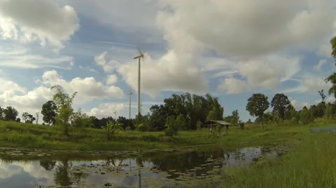 Wind turbines for generate. Time lapse Stock Footage 44134472