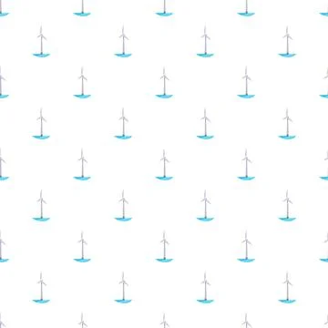 Wind turbines generating clean power repeating pattern Stock Illustration