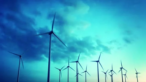Wind turbines generating electricity. Video stock 21533334