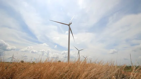 Wind turbines generating electricity Stock Footage 27093781