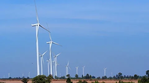 Wind turbines generating electricity Stock Footage 45429226