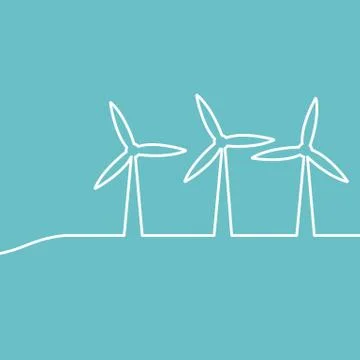 Wind turbines generating electricity. Stock Illustration