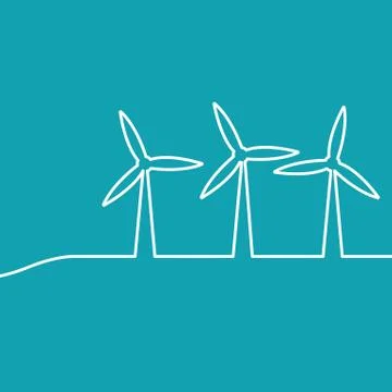 Wind turbines generating electricity. Stock Illustration