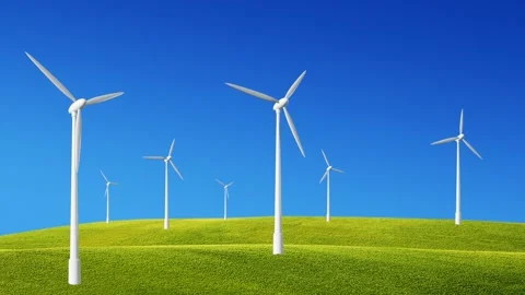 Wind turbines generating power Stock Footage 133529014