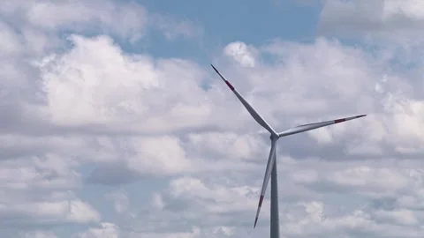 Wind Turbines Generating Renewable Energy in Countryside Landscape Stock Footage 310952687