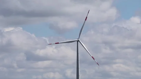 Wind Turbines Generating Renewable Energy in Countryside Landscape Stock Footage 310952688
