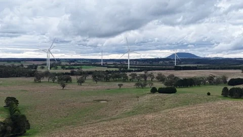Wind turbines generating renewable energy Video stock 336553438