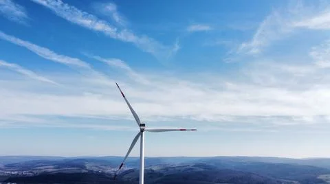 Wind turbines, green future with wind energy Stock Photos