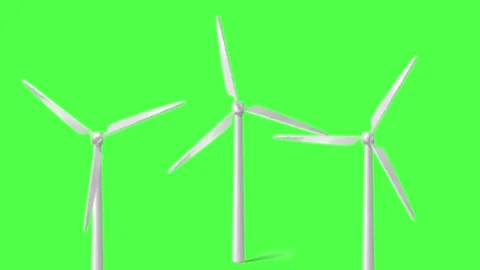 Wind turbines with the green screen background, green screen energy windmill  Video stock 148297090