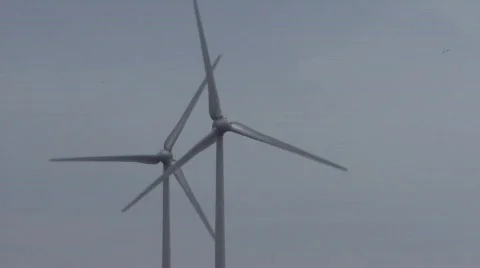 Wind Turbines grey sky Stock Footage 118136
