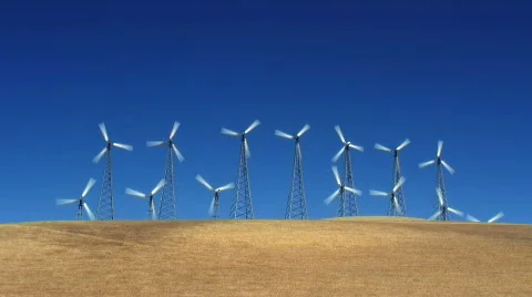 Wind turbines on a hill Stock Footage 278693