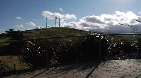 Wind turbines on a hill Stock Footage 33549633
