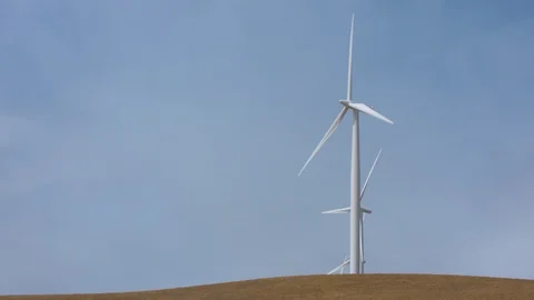 Wind Turbines on a Hill Stock Footage 91869919