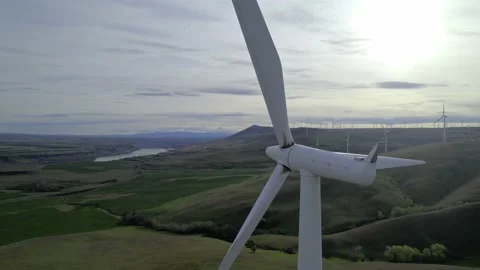 Wind Turbines on a Hill Stock Footage 190739404