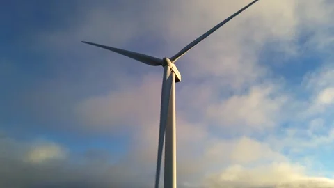 Wind Turbines on Hill at Sunset, Renewable Energy Landscape Stock Footage 324755680