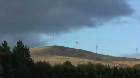 Wind Turbines on Hill Top – Time Lapse Stock Footage 264553