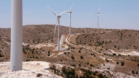 Wind Turbines On The Hills Video stock 79425952