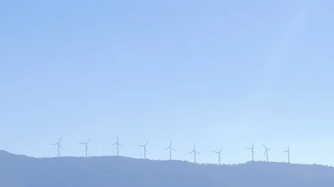 Wind Turbines on the horizon Stock Footage 49669875