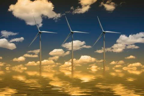 Wind Turbines Stock Illustration