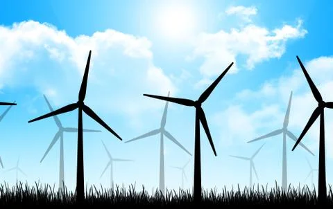 The wind turbines Stock Illustration