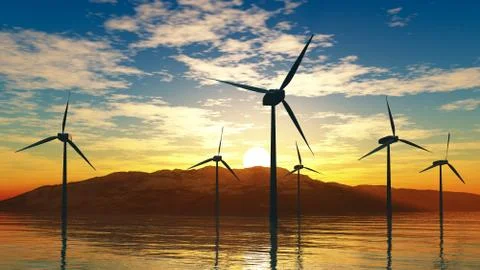 Wind turbines Stock Illustration