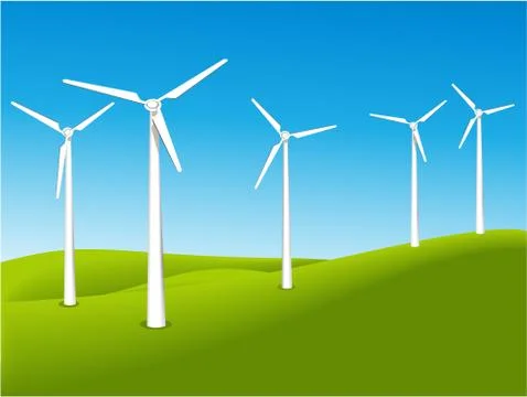 Wind turbines Stock Illustration