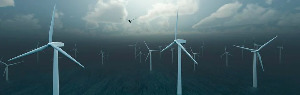 Wind turbines Stock Illustration