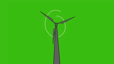 Wind turbines isolated on green chroma key background. Turbine Towers icons. Stock Footage 235886372