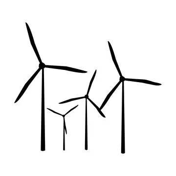 Wind turbines isolated on white background. Stock Illustration