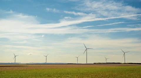 Wind Turbines Landscape 4, Time Lapse Stock Footage 55252236