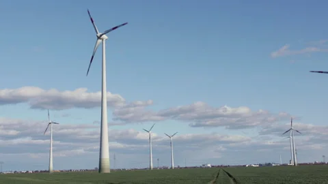 Wind turbines in the landscape. Stock Footage 276226843