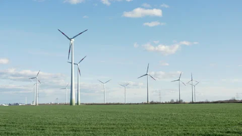 Wind turbines in the landscape. Video stock 276226863