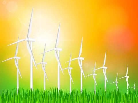 Wind turbines landscape Stock Illustration