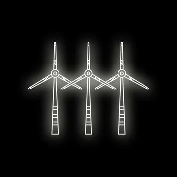 Wind turbines line art creating clean electricity Stock Illustration