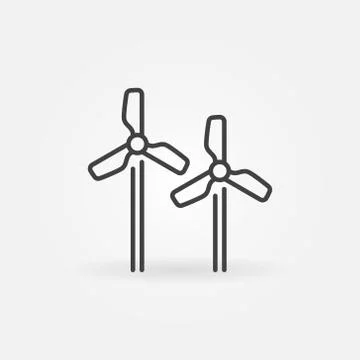 Wind Turbines linear icon - vector Wind Power outline sign Stock Illustration