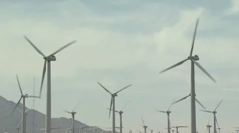 Wind Turbines From A Low Angle View Video stock 19168801