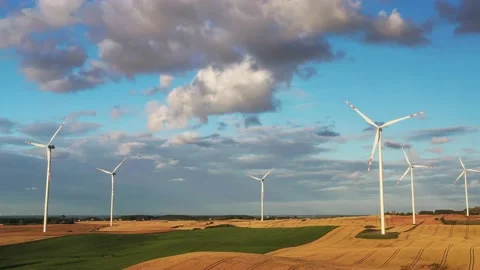 Wind turbines on the meadow Stock Footage 223711451