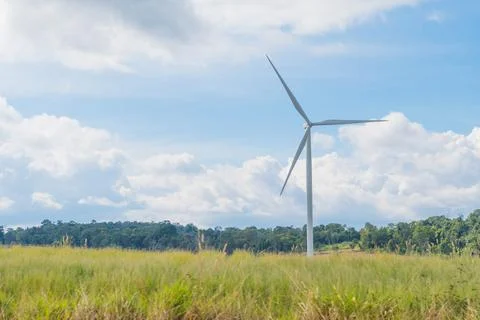 Wind turbines in the meadow Stock Photos