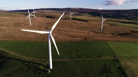 Wind Turbines mid orbit 動画素材 96744368