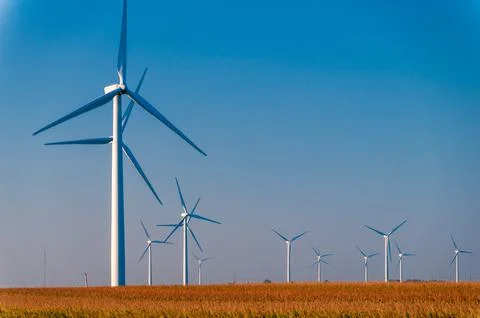 Wind Turbines in the Midwest Stock Photos