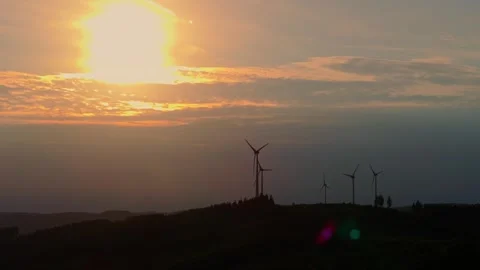 Wind turbines in an moody evening light 4k 25fps video Stock-Footage 314488606