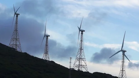 Wind turbines on the mountain Stock Footage 77805633