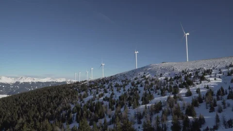 Wind turbines on mountain Stock Footage 100519329
