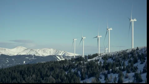 Wind turbines on mountain Stock Footage 100519332