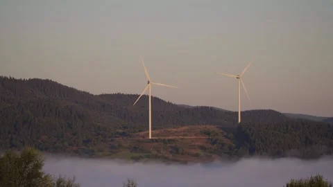 Wind turbines on the mountain Stock Footage 165332493