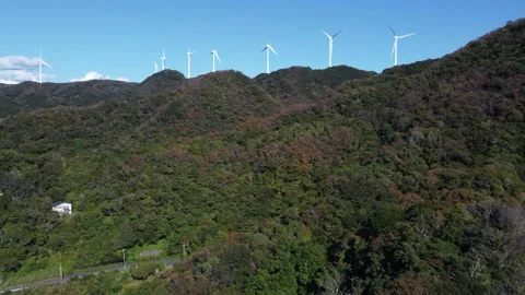 Wind turbines on a mountain ridge Stock Footage 229130004