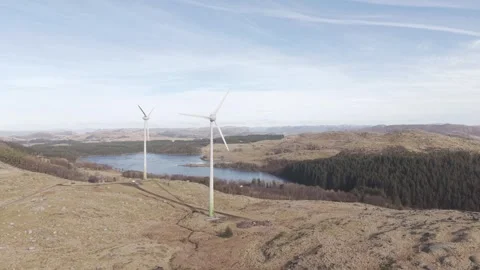 Wind turbines in mountainous area Video stock 330133390